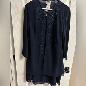 R&M Richards Women's Petite Navy Dress